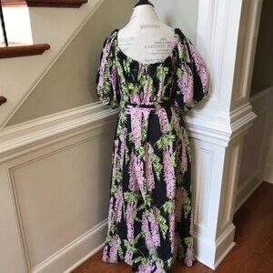 NWOT Bernadette Zaza Floral Print Maxi Dress Womens 44 XL Black Pink Linen NEW
